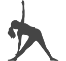 An icon of a woman doing a yoga pose.